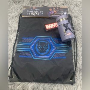 Disney Marvel Black Panther gym bag and insulated cup 2pc bundle set new